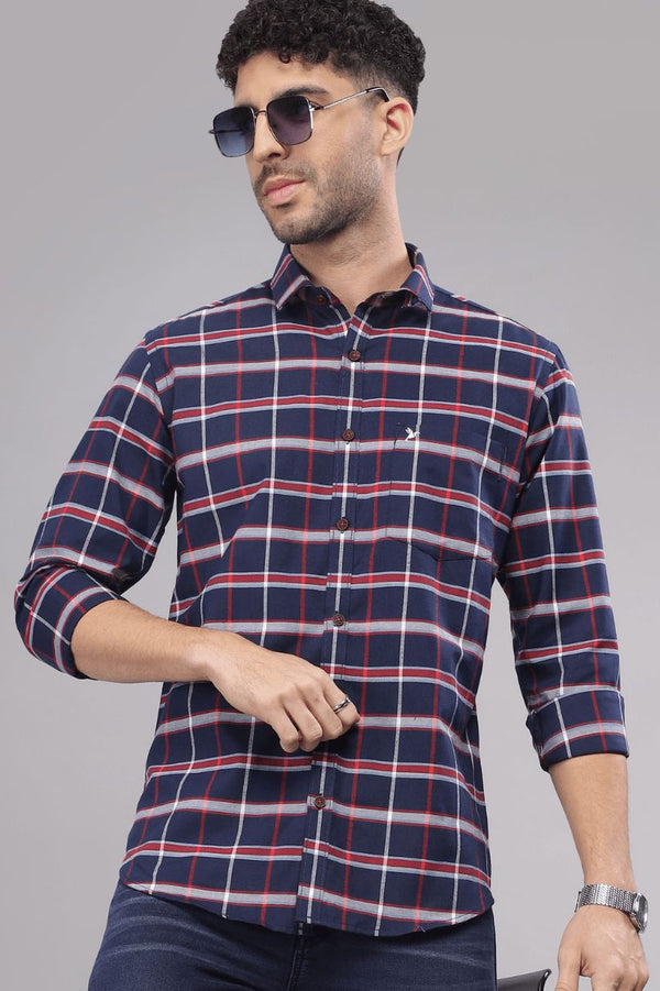 Navy Red & White Broad Checks - Full-Stain Proof