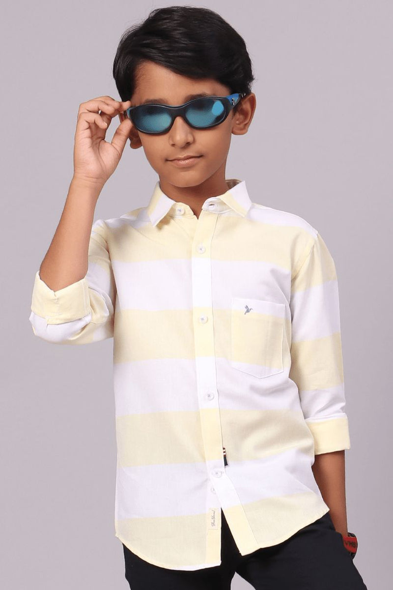 KIDS - Yellow and White Stripes -Full-Stain Proof Shirt