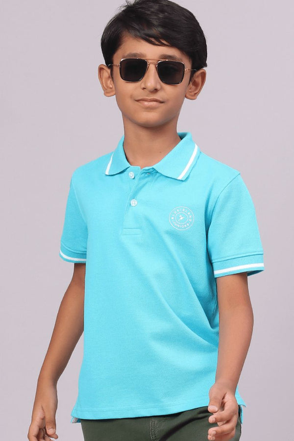 KIDS - Sky Blue Solid Tshirt - Stain Proof