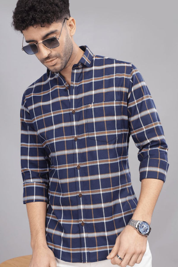 Navy Khaki Checks - Full-Stain Proof