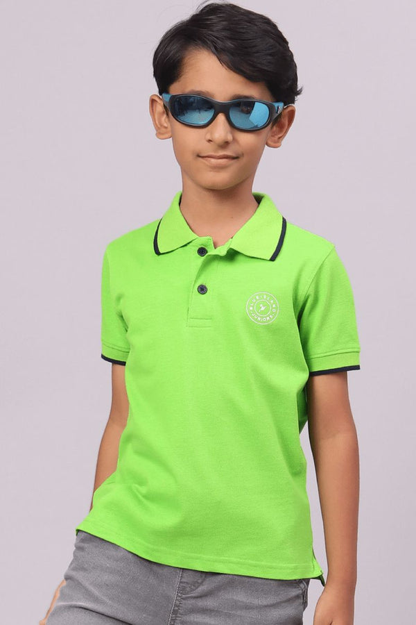 KIDS - Neon Green Solid Tshirt - Stain Proof