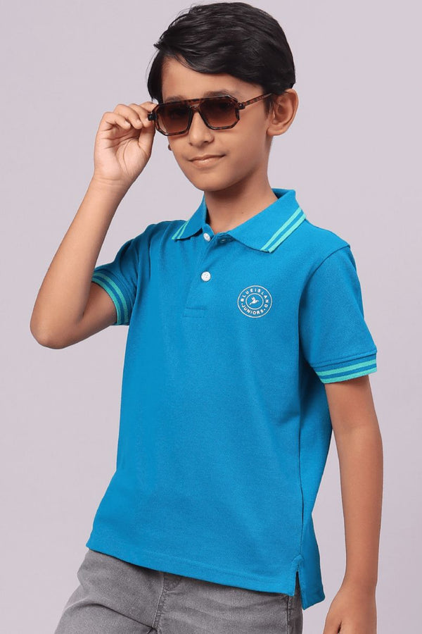 KIDS - Cool Blue Solid Tshirt - Stain Proof