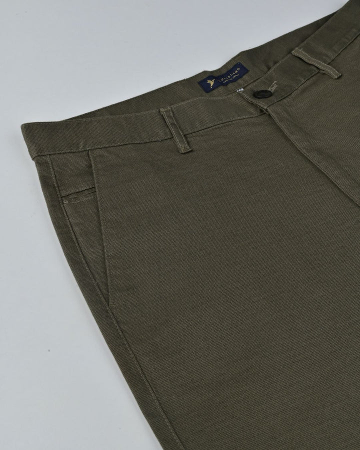 Army Green Wave Printed - 2 way stretch - COTTON PANT