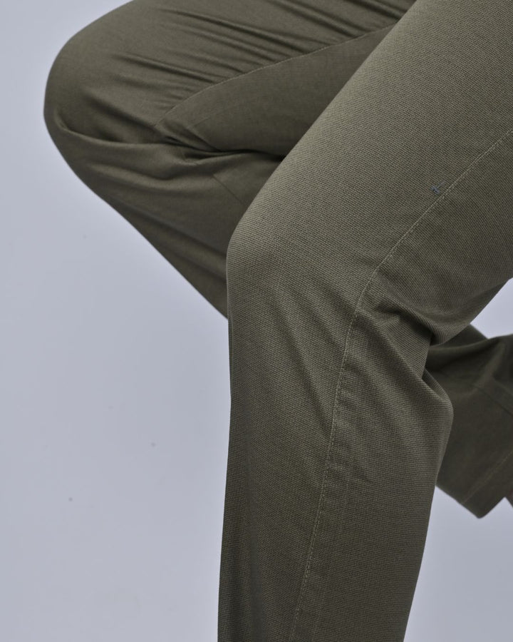 Army Green Wave Printed - 2 way stretch - COTTON PANT