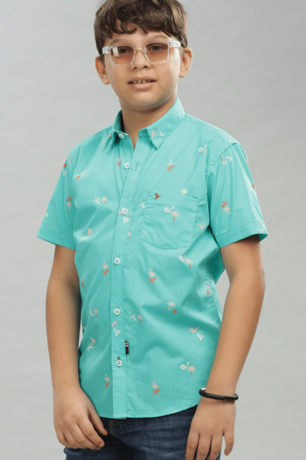 KIDS - Green Cactus Print - Half-Stain Proof Shirt