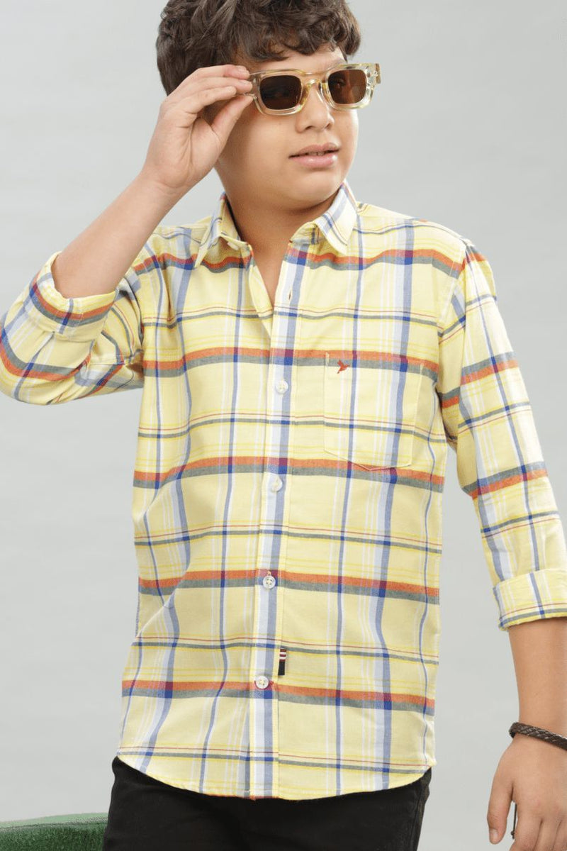 KIDS - Summer Yellow Checks-Stain Proof Shirt