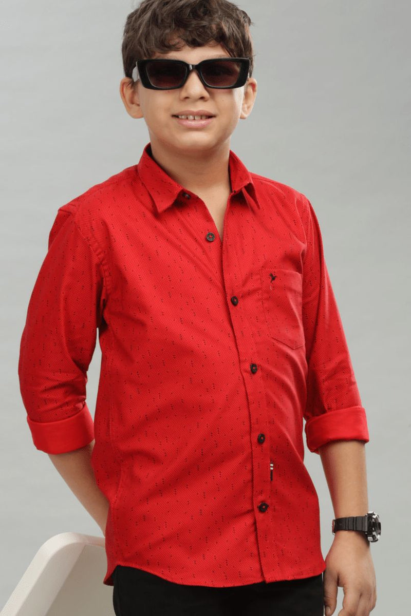 KIDS - Red Dotted Print -Stain Proof Shirt