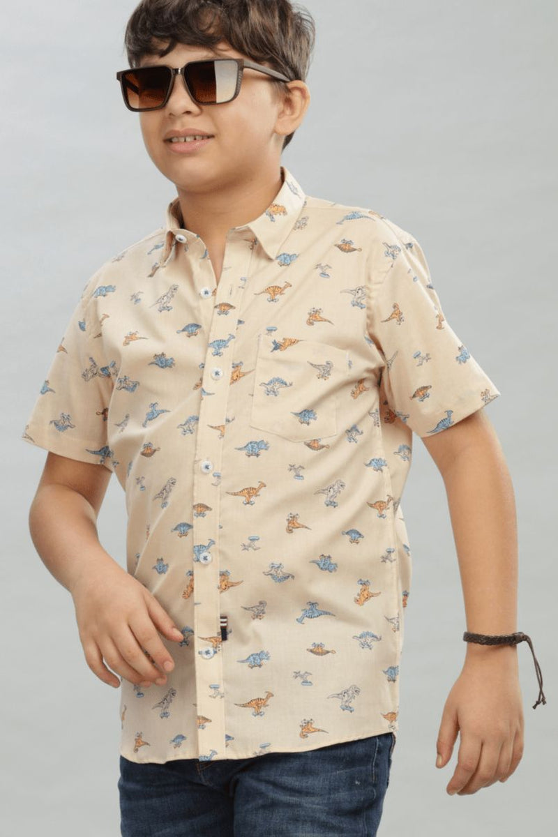 KIDS - Sandal Dino Print - Half-Stain Proof Shirt