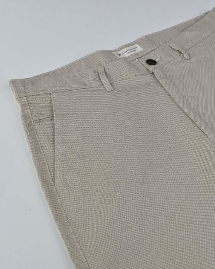 Ivory Cream Printed - 2 way stretch - COTTON PANT