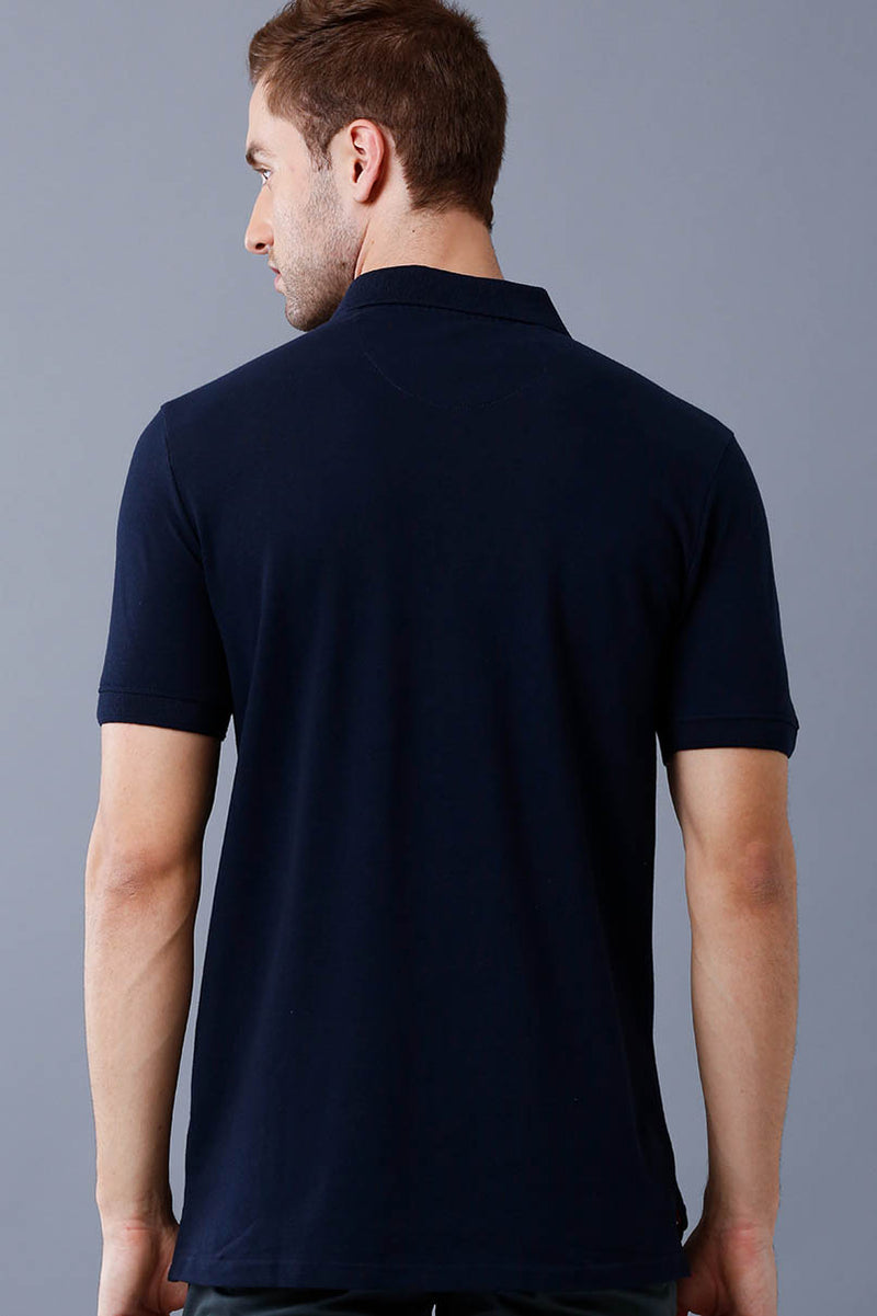 Navy Blue Solid TShirt - Stain Proof