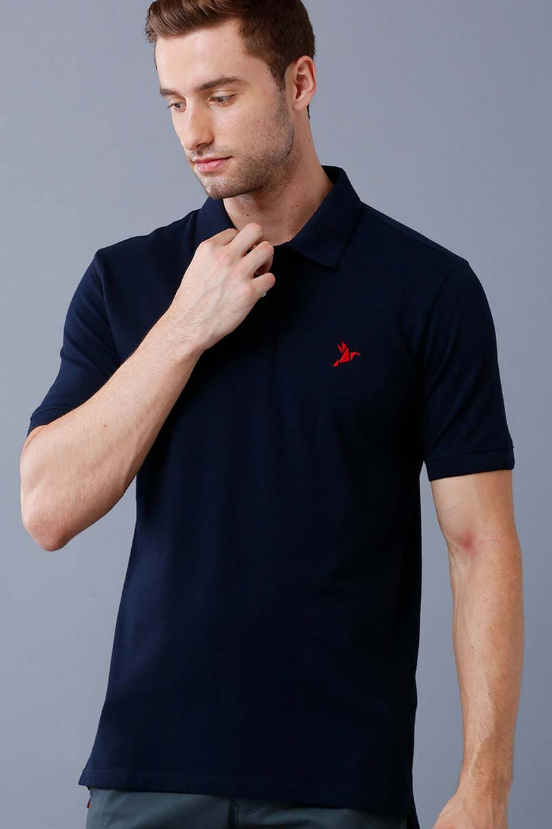 Navy Blue Solid TShirt - Stain Proof