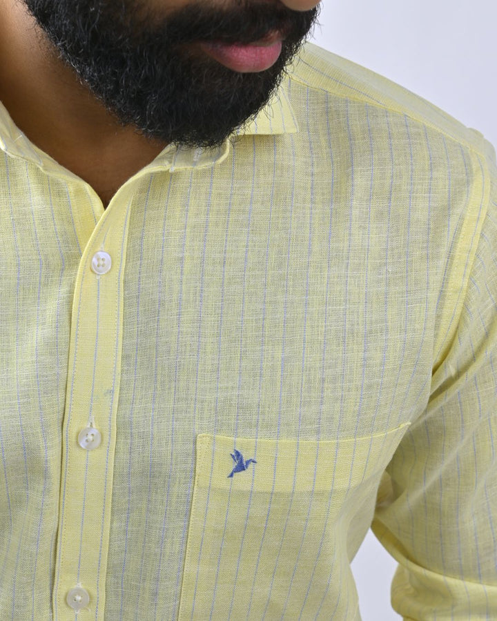 Spring Yellow Stripes -Full-Bamboo Linen