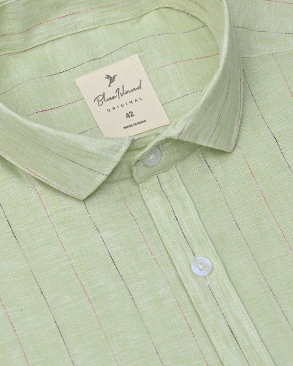 Green Solo Stripes -Full-Bamboo Linen