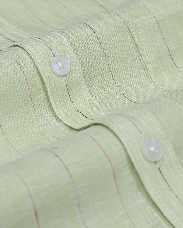 Green Solo Stripes -Full-Bamboo Linen