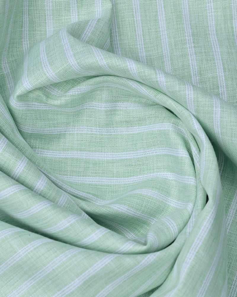 Green & White Grid Stripes -Full-Bamboo Linen
