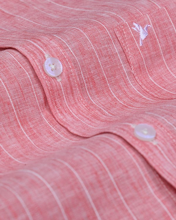 Dark Red Solo Stripes -Full-Bamboo Linen