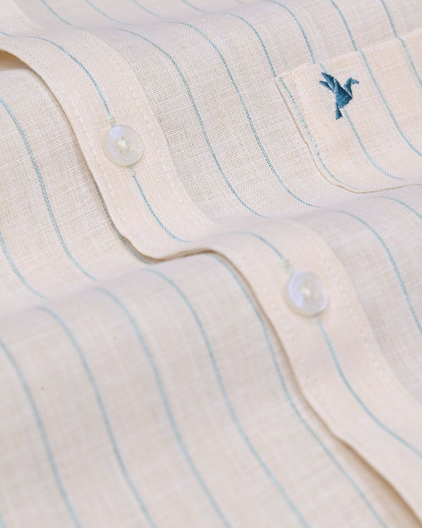Beige Cream Stripes -Full-Bamboo Linen