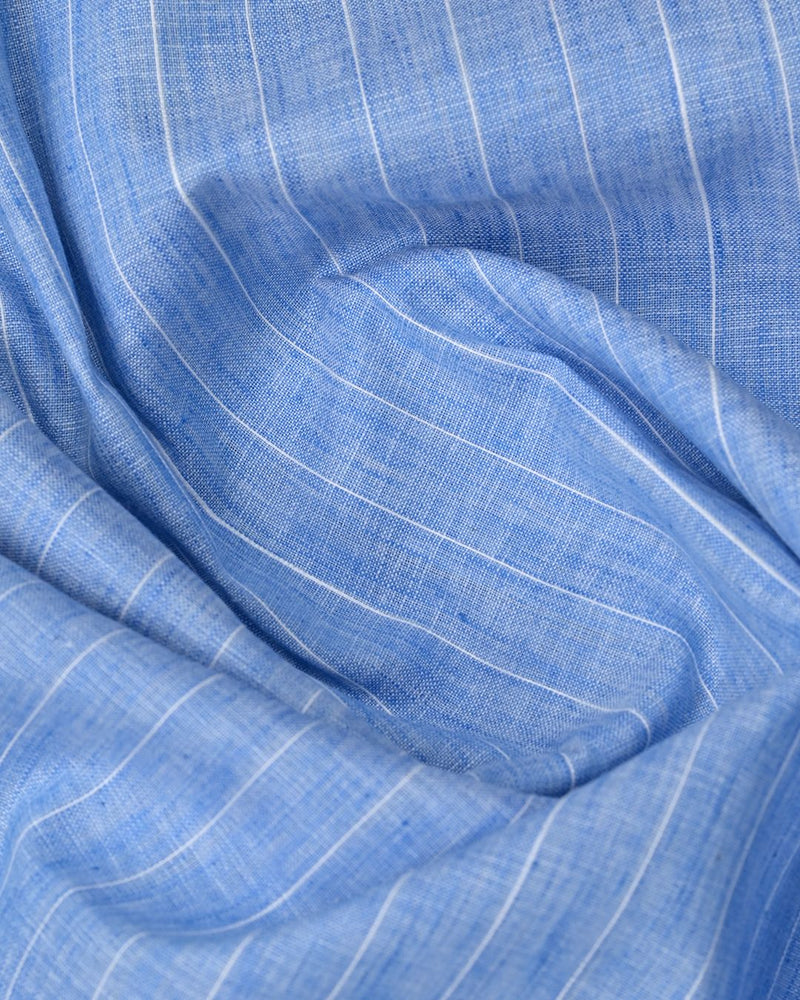 Marine Blue Stripes -Full-Bamboo Linen
