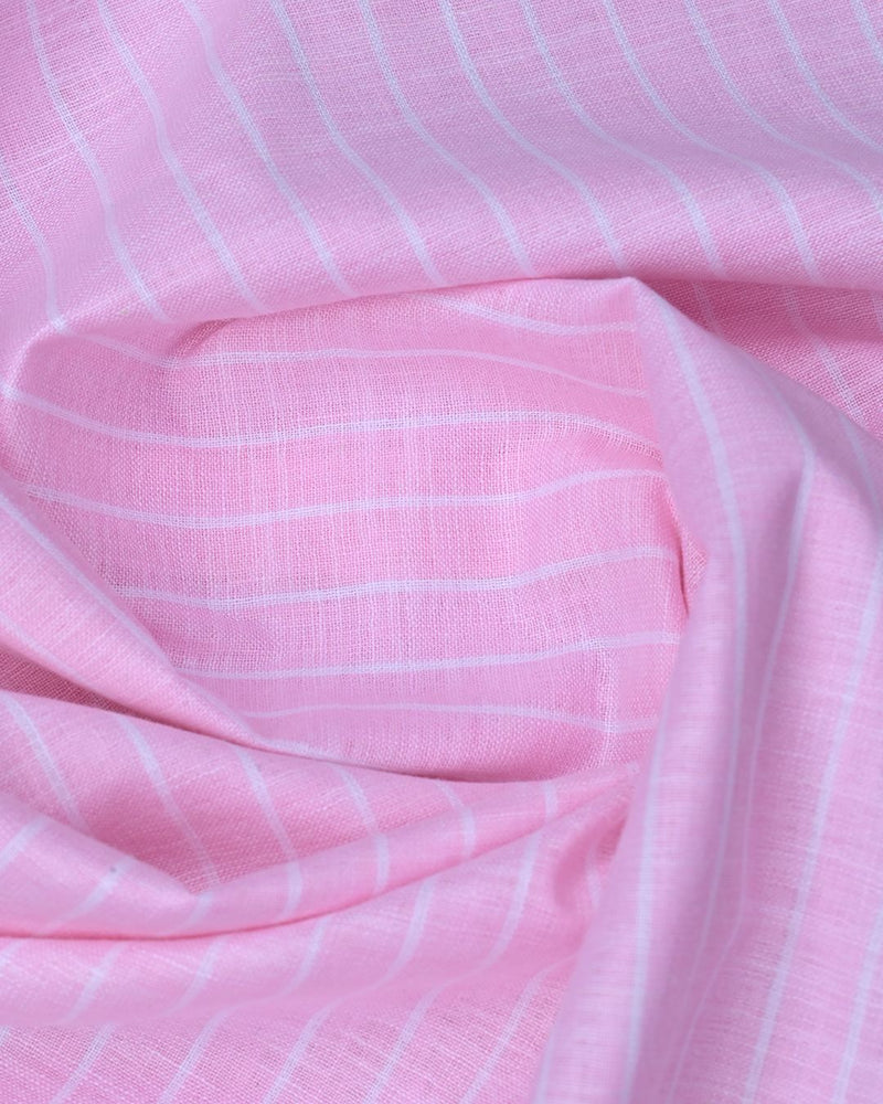 Rose Pink & White Stripes -Full-Bamboo Linen