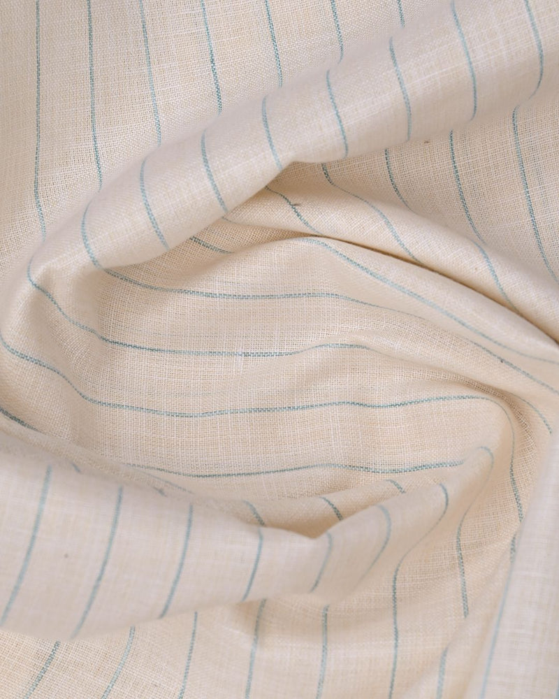Beige Cream Stripes -Half Sleeve-Bamboo Linen