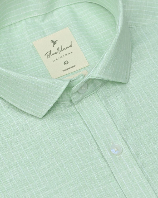 Green Mini Stripes -Full-Bamboo Linen
