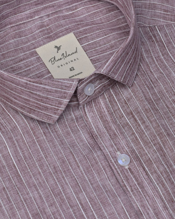 Dark Brown Mini Stripes -Full-Bamboo Linen