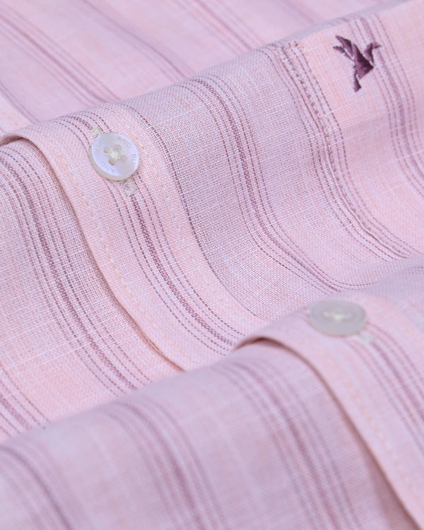 Peach Pink Multi Line Stripes -Full-Bamboo Linen