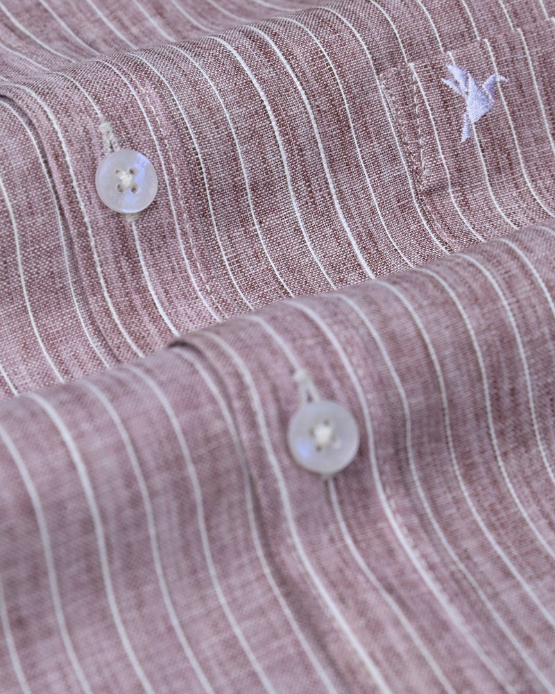 Dark Brown Mini Stripes -Full-Bamboo Linen