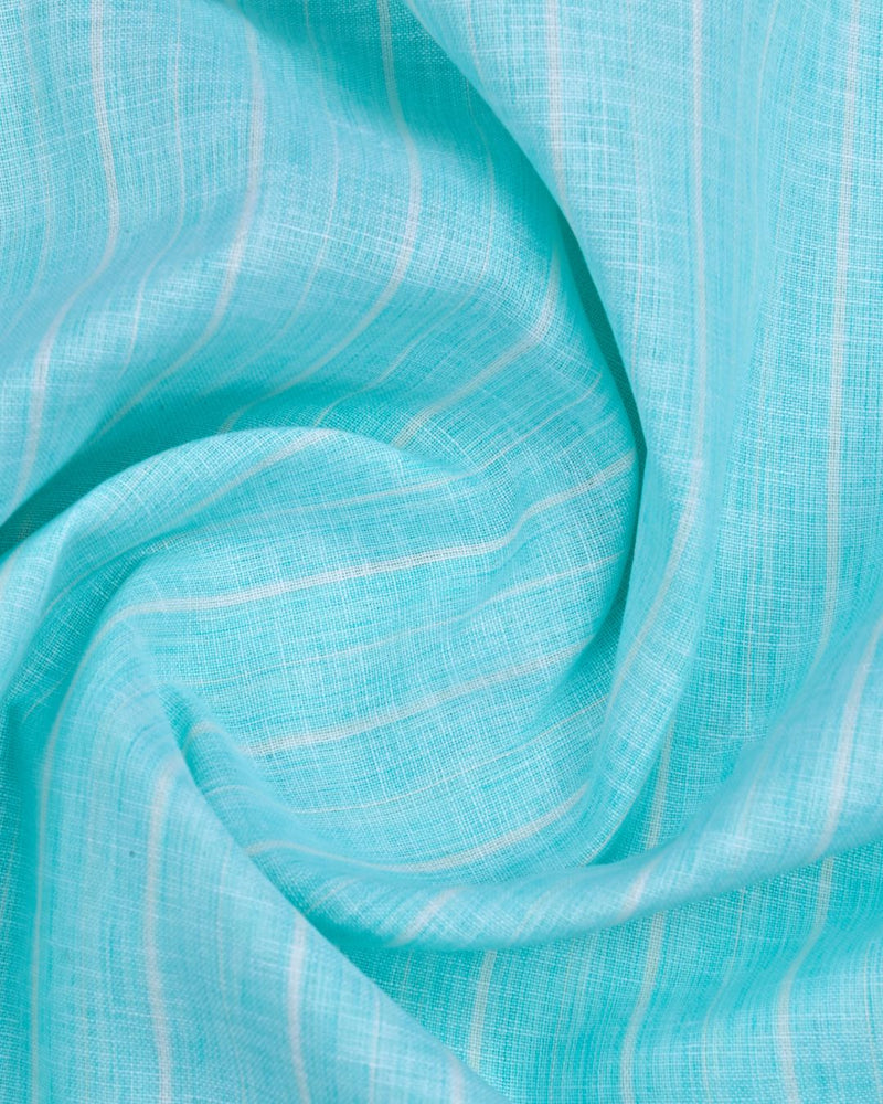 Sea Green Large Stripes -Full-Bamboo Linen