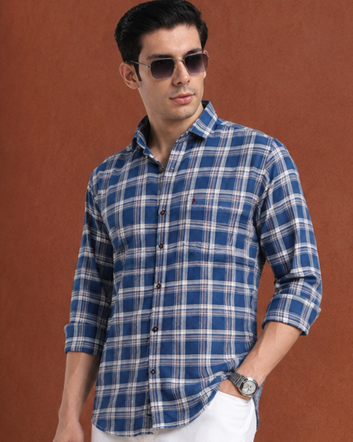 Cobalt Blue & White Checks - Full-Stain Proof