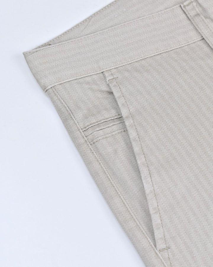 Cream Arrow Stripes - 2 way stretch - COTTON PANT
