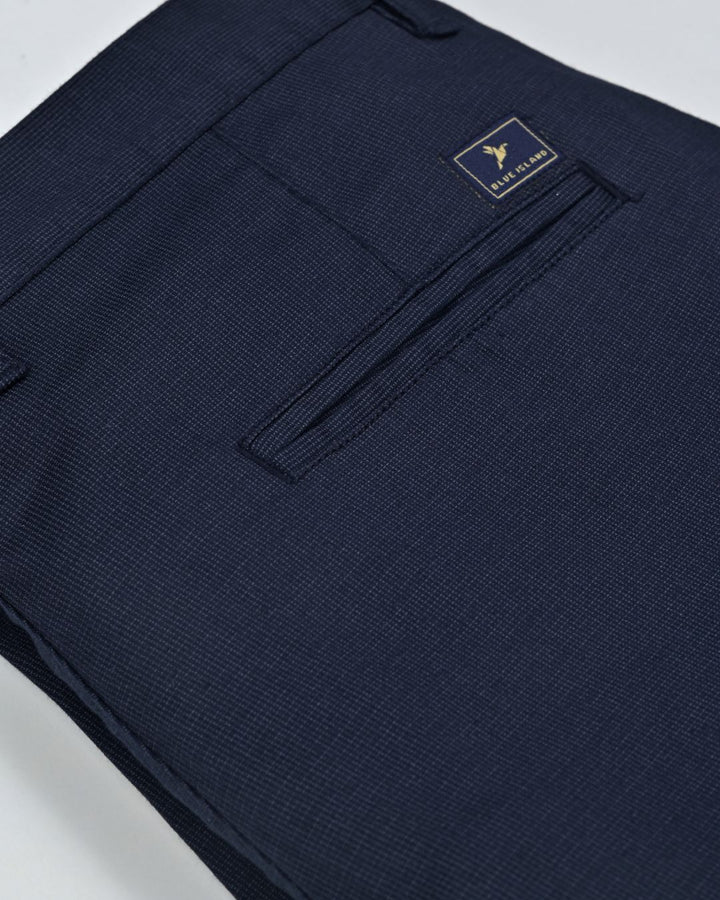 Navy Pixel Printed - 2 way stretch - COTTON PANT