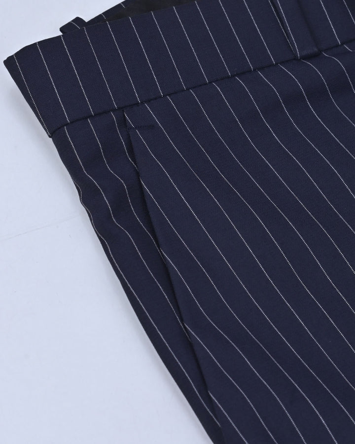Navy Dotted Vertical Stripes - Wrinkle free Formal Pant