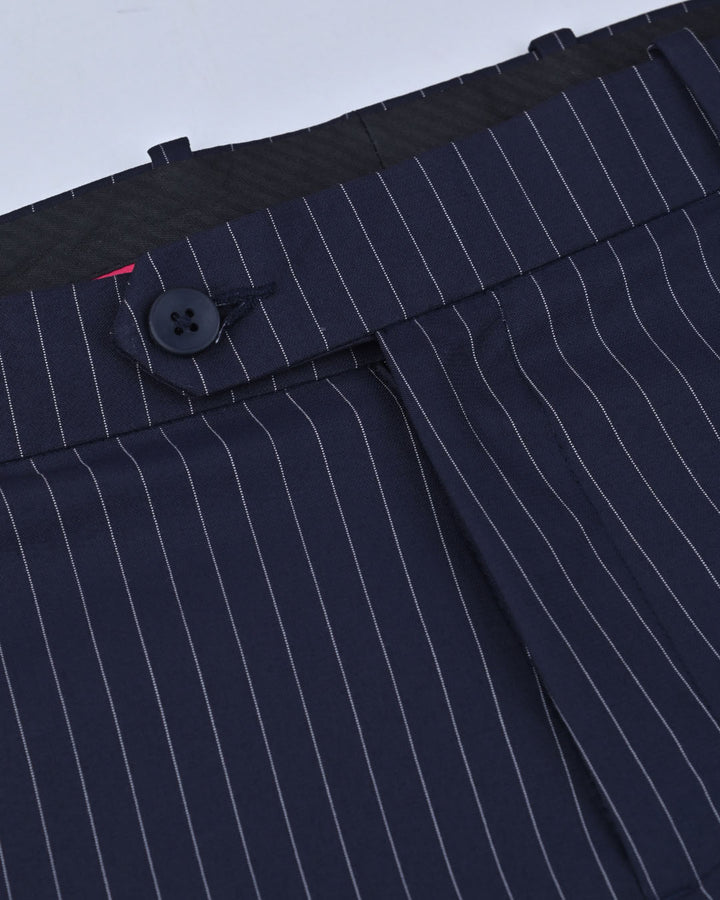 Navy Dotted Vertical Stripes - Wrinkle free Formal Pant