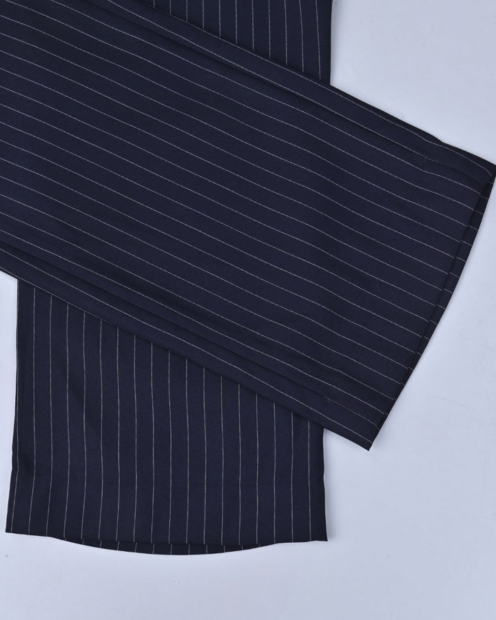 Navy Dotted Vertical Stripes - Wrinkle free Formal Pant