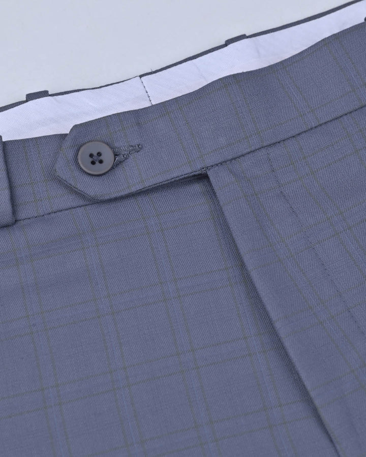 Bluish Grey Coloured Checks - Wrinkle free Formal Pant