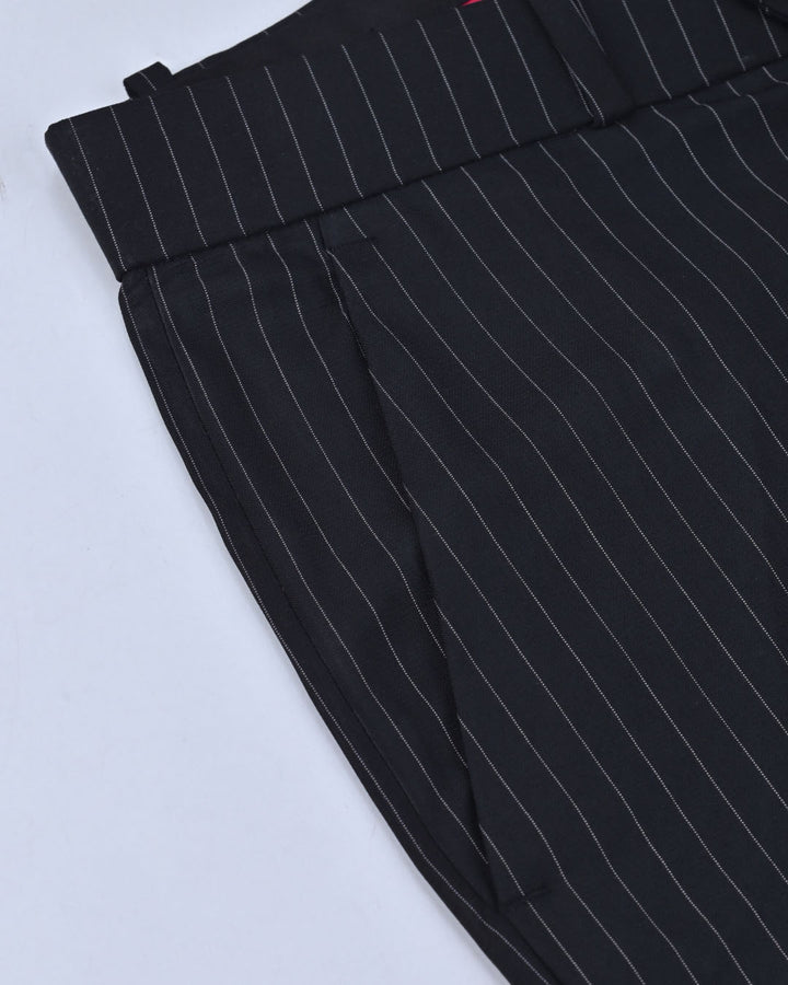 Black Dotted Vertical Stripes - Wrinkle free Formal Pant
