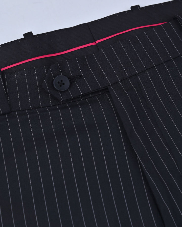 Black Dotted Vertical Stripes - Wrinkle free Formal Pant