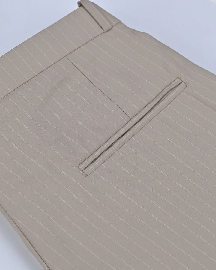 Cream Dotted Vertical Stripes - Wrinkle free Formal Pant