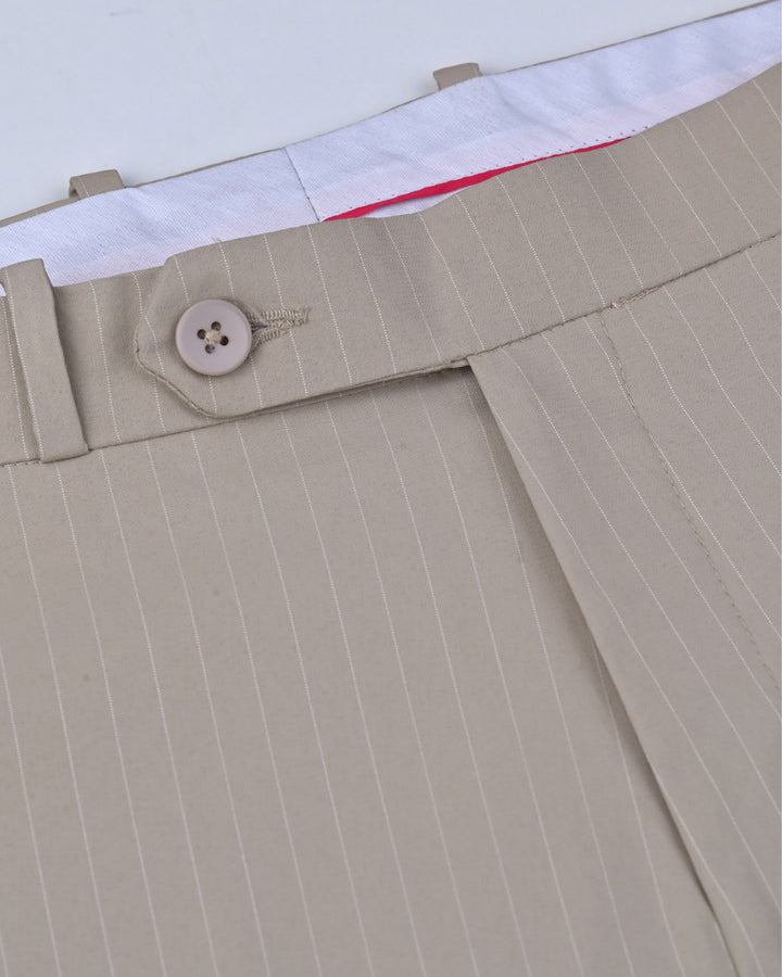 Cream Dotted Vertical Stripes - Wrinkle free Formal Pant