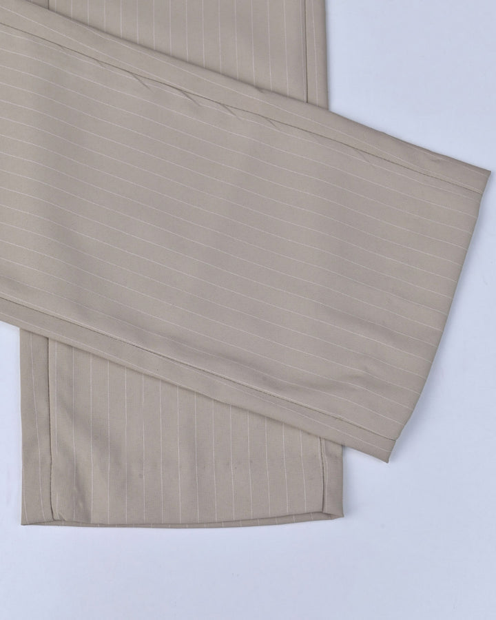 Cream Dotted Vertical Stripes - Wrinkle free Formal Pant