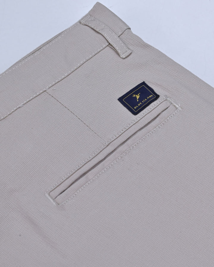 Beige Cream Mini Weave - Dobby Pant
