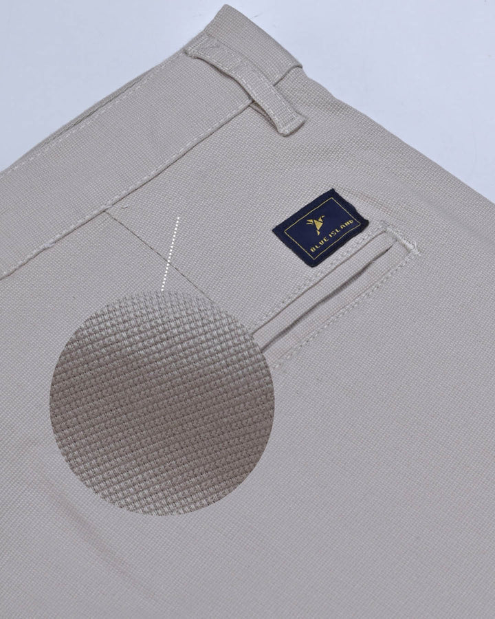 Beige Cream Mini Weave - Dobby Pant