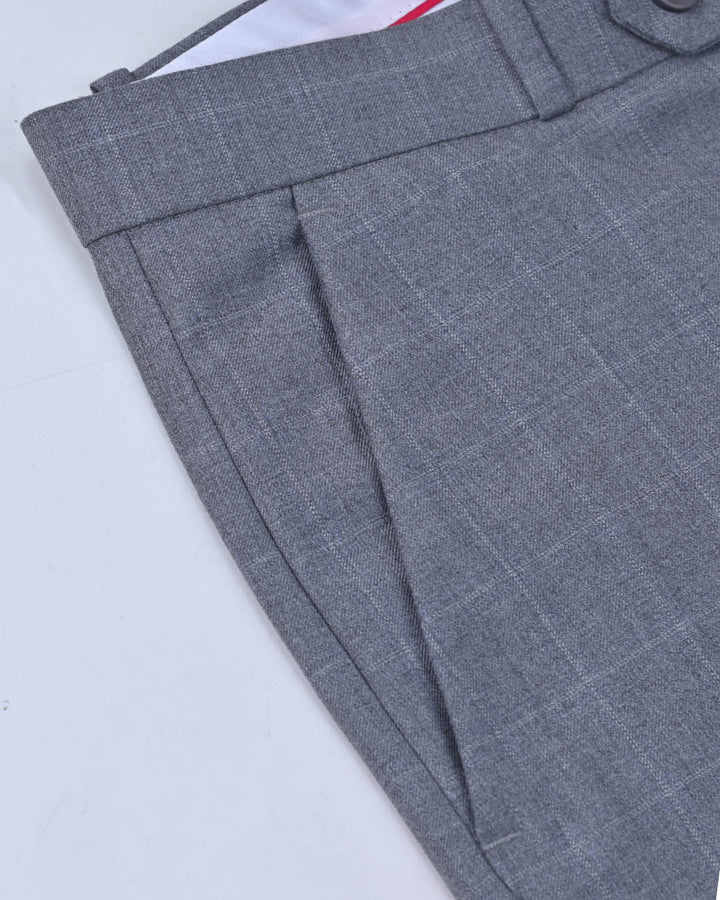 Grey Grain Checks - Wrinkle free Formal Pant