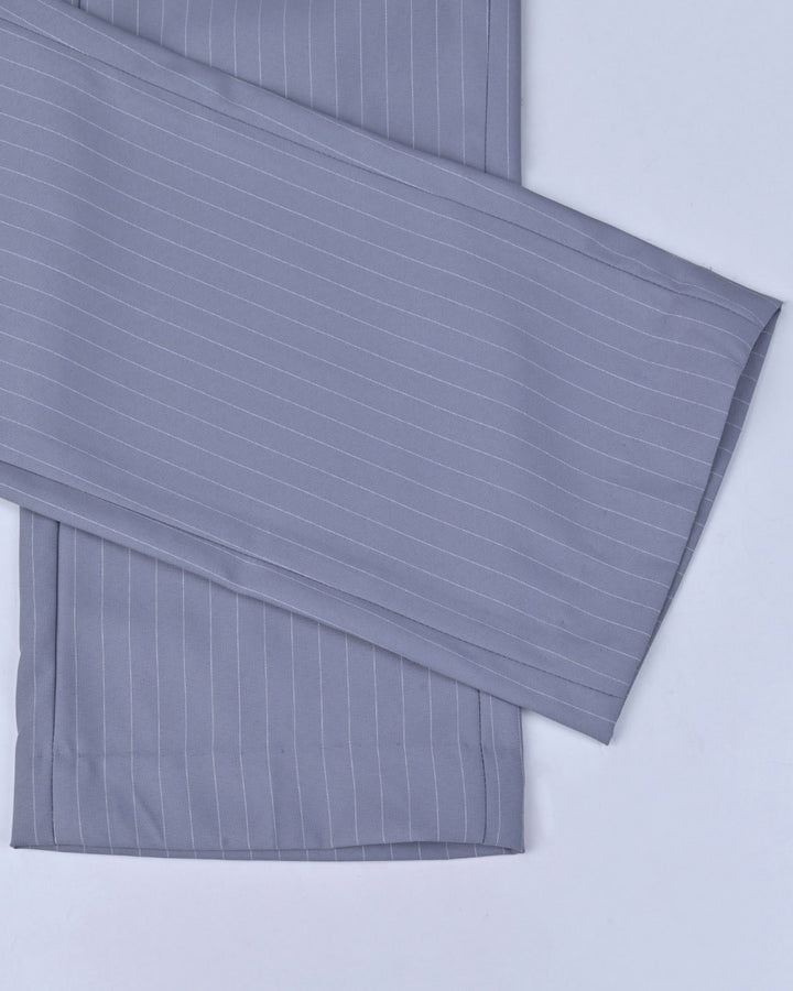 Cement Grey Dotted Vertical Stripes - Wrinkle free Formal Pant