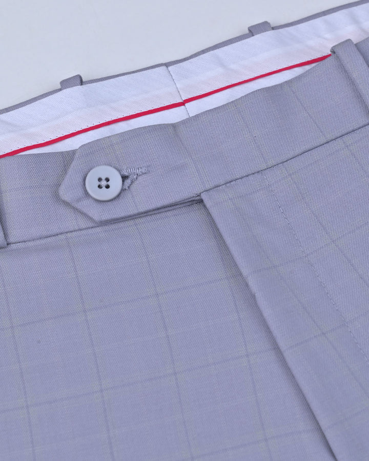 Shiny Grey Coloured Checks - Wrinkle free Formal Pant