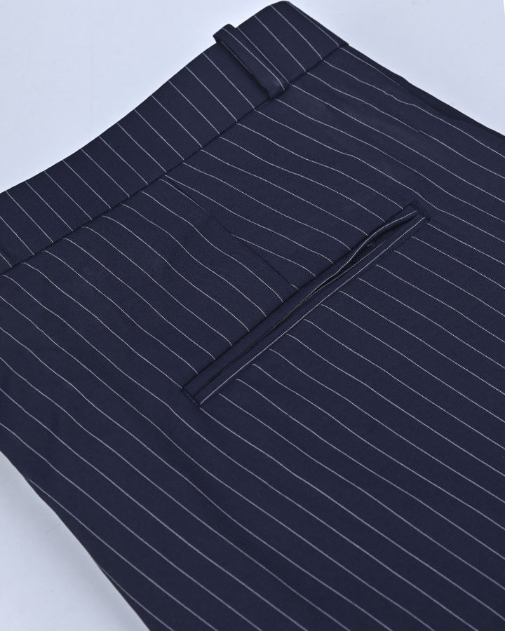 Navy Dotted Vertical Stripes - Wrinkle free Formal Pant