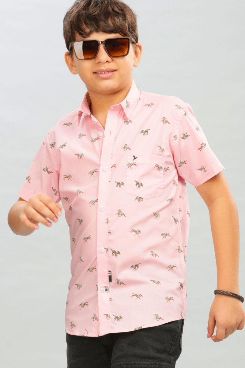 KIDS - Pink Jockey Print - Half-Stain Proof Shirt