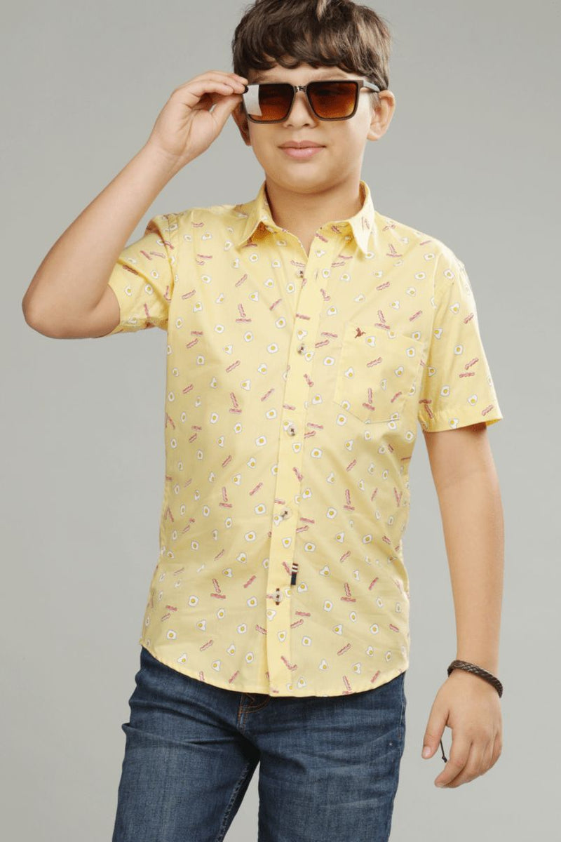 KIDS - Yellow Yolk Print - Half-Stain Proof Shirt