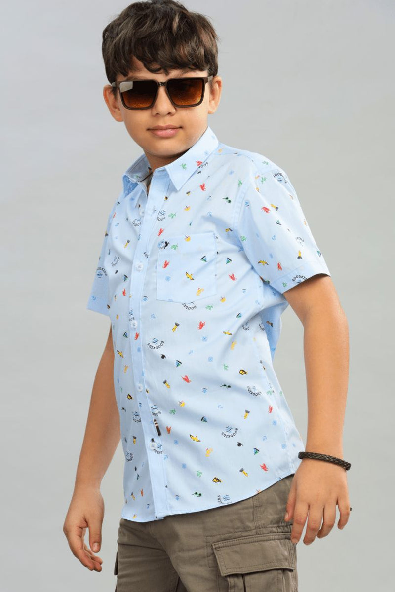 KIDS - Blue Sailor Print - Half-Stain Proof Shirt